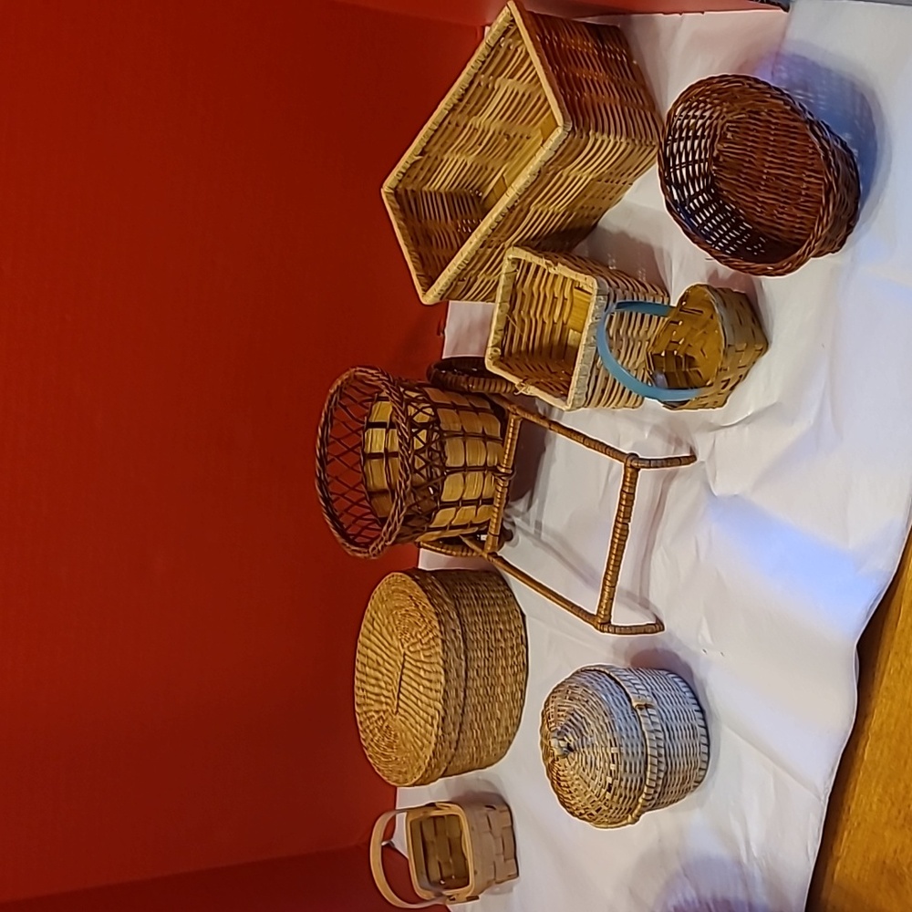 Handcrafted Wicker Basket Set - Brown - Picture 6 of 9
